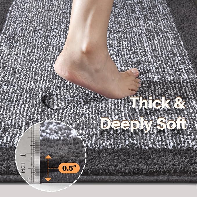 48x32 Large Bathroom Rugs Washable Non Slip, Dark Grey Bath Mat - Image 5