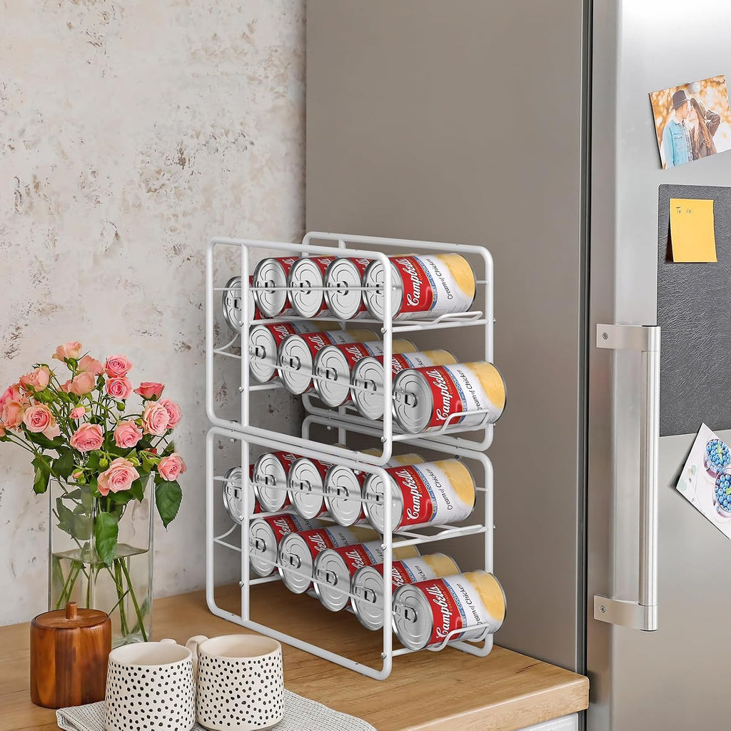 MOOACE 4 Pack Can Organizer for Pantry, Stackable Soda Can Dispenser Rack