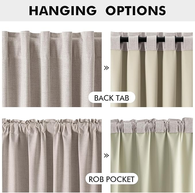 MIULEE 90 Inch Long 100% Blackout Linen Curtains - Image 5