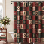 MelonBoat Rustic Printed Christmas Shower Curtain