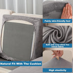 Couch Cover 8-Piece Elastic Velvet Couch Cushion Covers & Chaise Slipcovers - Image 4