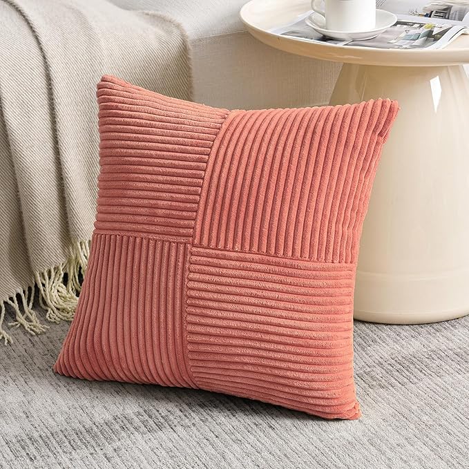 Fancy Homi 2 Packs Coral Samll Decorative Throw Pillow Covers 12x12 Inch - Image 2
