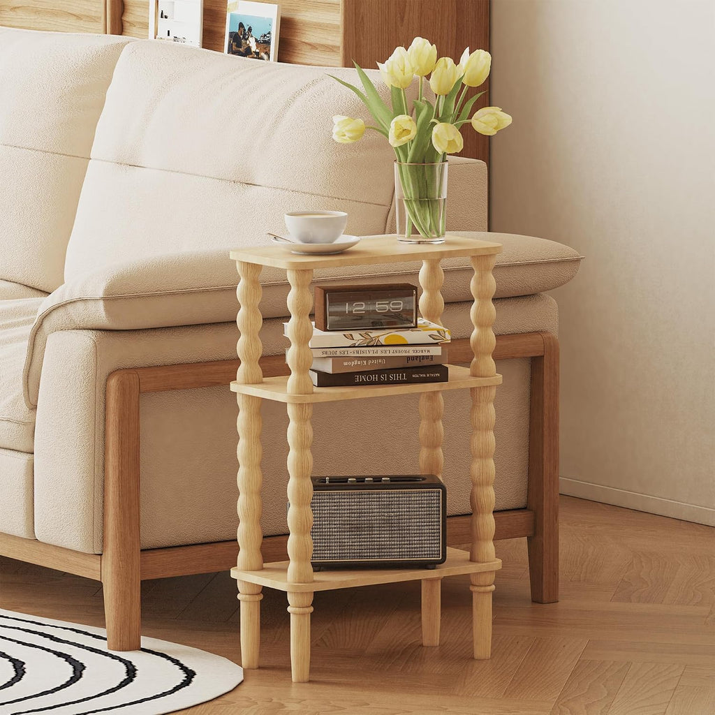 Veegle Narrow Side Table Small End Table for Small Spaces Oak