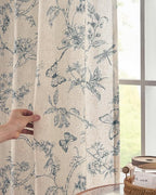 jinchan Floral Linen Curtains for Living Room 84 Inch Length Butterfly Curtain - Image 3