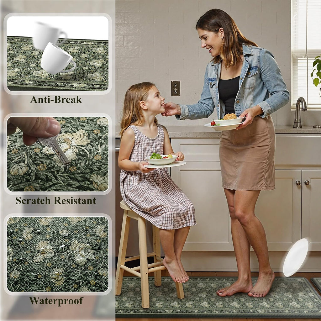 KIMODE Kitchen Mats for Floor Cushioned Anti Fatigue 2-Piece Comfort Mat