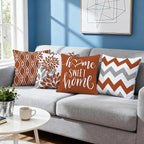 Hexagram Geometric Burnt Orange Pillow Covers 16x16 Set of 4, Decorative - Image 7
