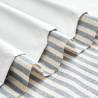 jinchan Linen Blackout Curtains Back Tab 84 Inch 2 Panels Striped Blue