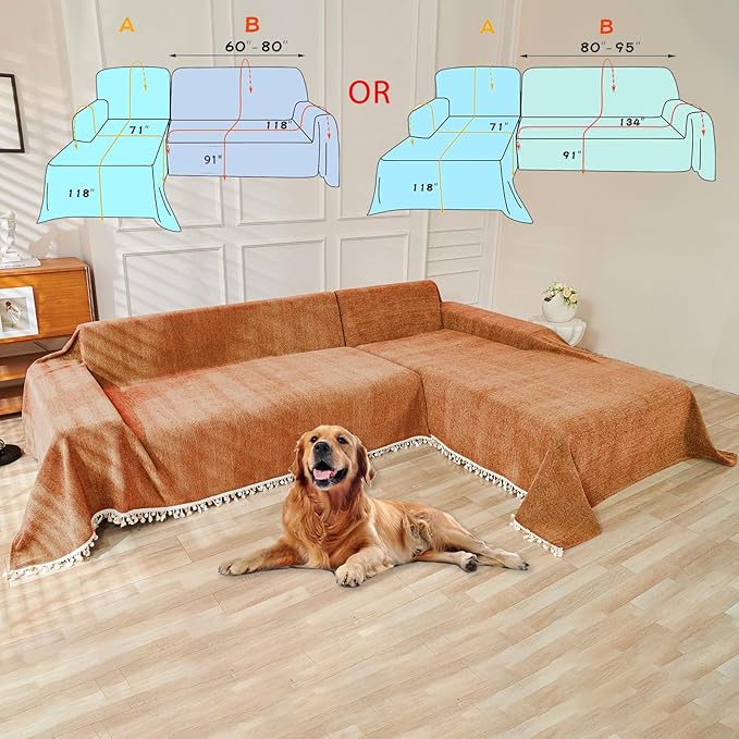 HANDONTIME Dark Orange Sofa Covers Couch Cover - Image 3