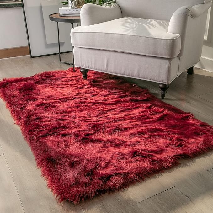 Ashler faux fur rug, Fluffy Shaggy Area Rug Ultra Soft 3 x 5 Feet Rectangle Fur by AshlerHomeDeco