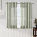 Sage Green Linen Sheer Curtains 54 Inch Length 2 Panel Set Back Tab Rod Pocket by Nanspring