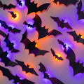 TW SHINE 40 PCS Halloween Bats Wall Stickers Decor, Removable PVC Lighted 3D Bats Wall Stickers Assorted Size, Halloween Decorations for Indoor Outdoor Home Window Party Supplies