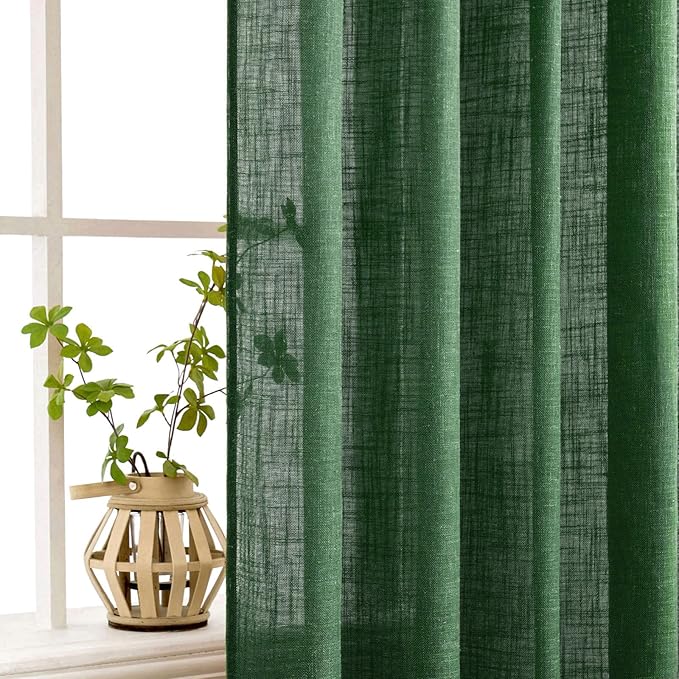 MIULEE Emerald Green Linen Curtains 120 Inches Long - Image 5