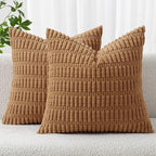 MIULEE Pack of 2 Corduroy Decorative Throw Pillow Covers 16x16 Inch Soft Boho by MIULEE