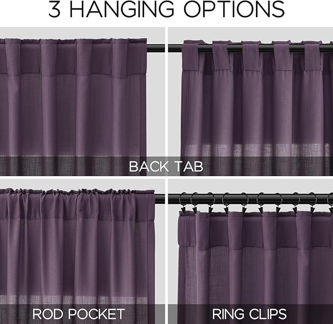 Extra Long Plum Linen Curtains 120 Inch - Image 2