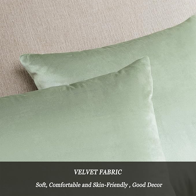 GIGIZAZA Throw Pillow Covers 22x22 Inch Sage Green Velvet Pillows Decorative - Image 5