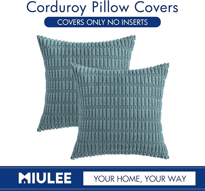 MIULEE Pack of 2 Corduroy Decorative Throw Pillow Covers 16x16 Inch Soft Boho - Image 6