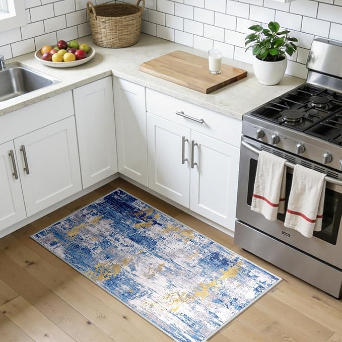 Washable Area Rugs 2'x4' Non-Slip Modern Abstract Soft - Image 3