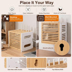 WiFi Router Box Hider with Cable Management, Bamboo, White