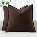 MIULEE Decorative Linen Euro Sham Pillow Covers 28x28 Inch Dark Brown Boho by MIULEE