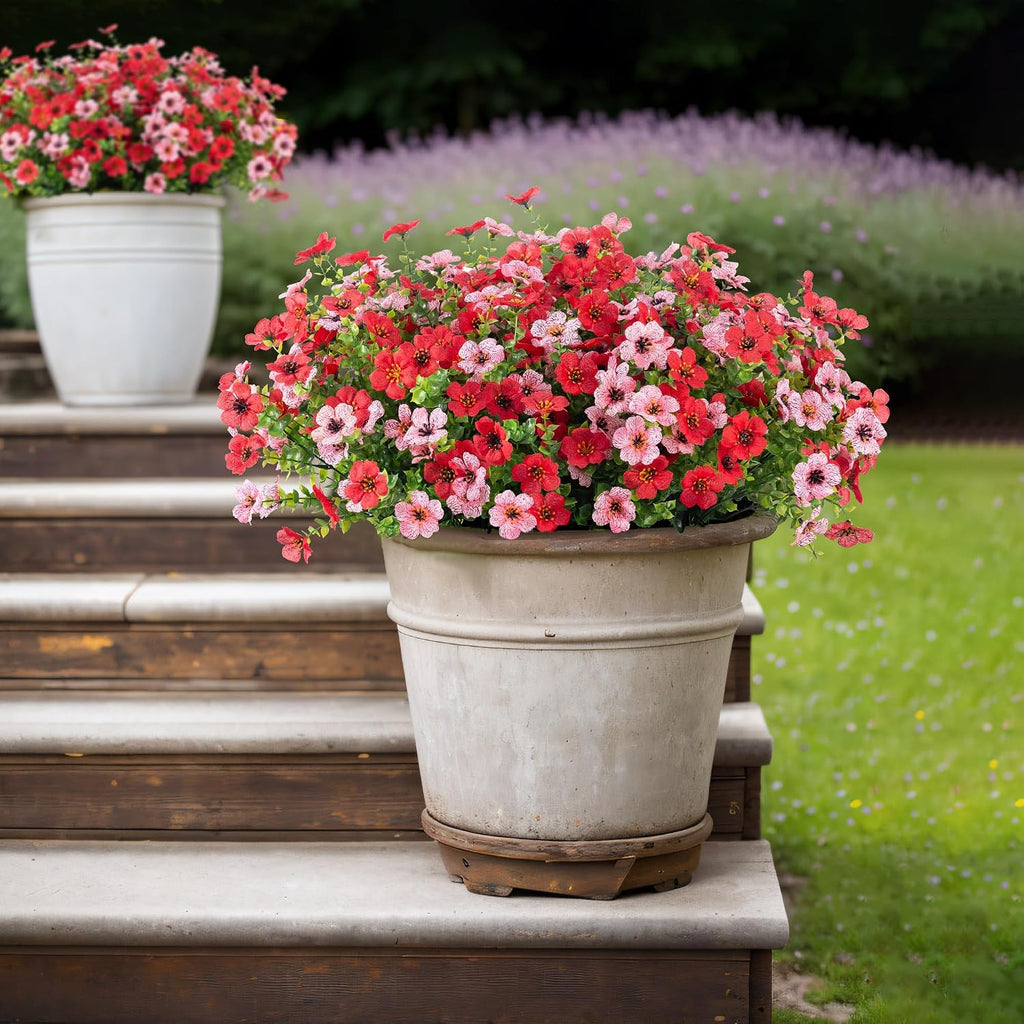 Artificial Fake Flowers Plants for Outdoor Spring Summer Decor 12 Bundles
