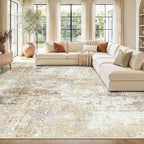 Washable Area Rugs 9'x12' Non-Slip Modern Abstract Soft by RELEANY