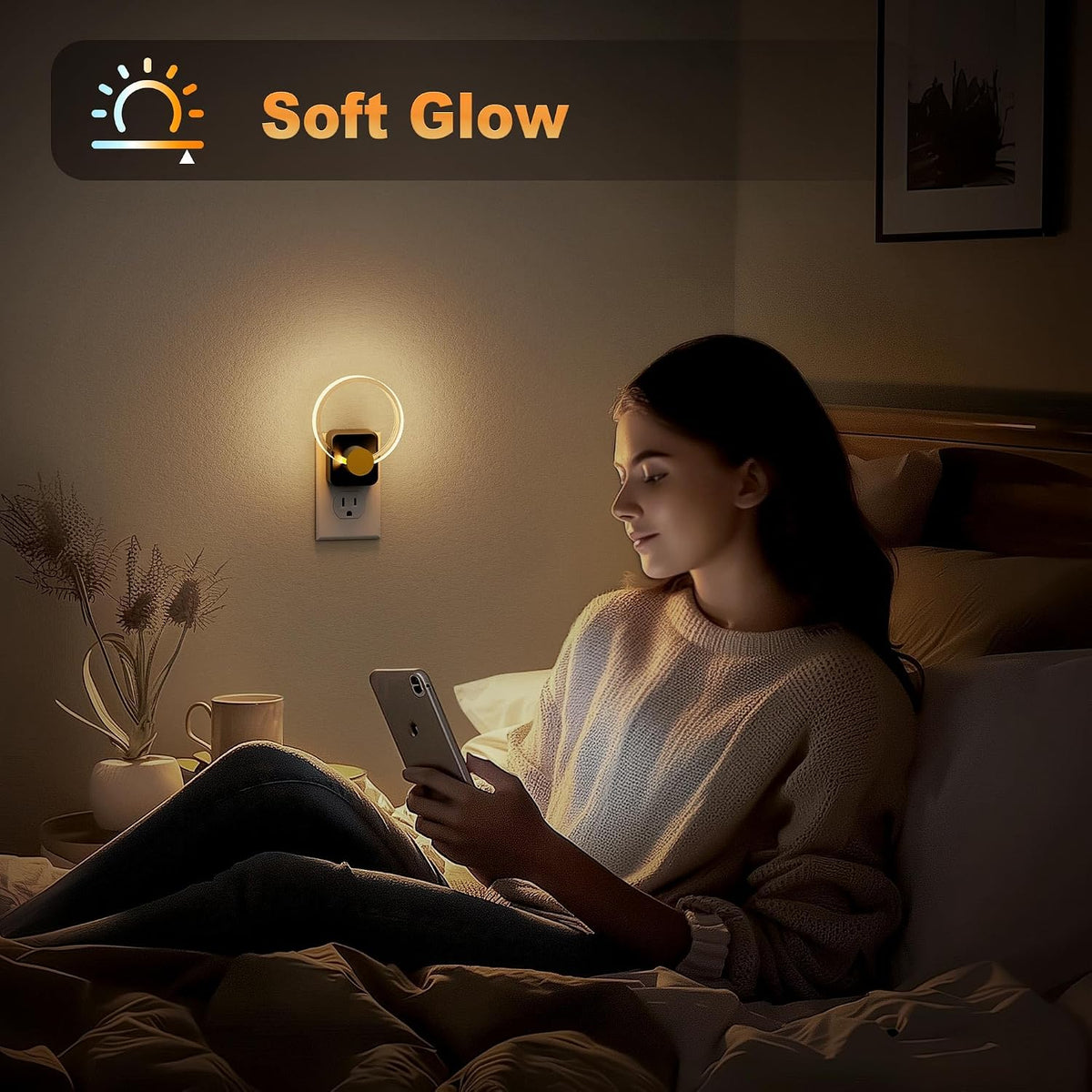 JandCase Night Light, Night Lights Plug into Wall, Dimmable Nightlight
