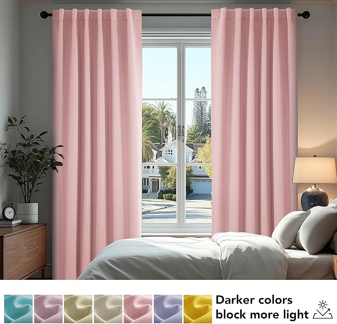 Deconovo Blackout Curtains, Thermal Insulated, W42 x L63 2 Panels, Back Tab - Image 4