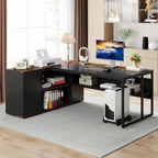 Tribesigns 71 inch Executive Desk, L Shaped Desk with Cabinet Storage