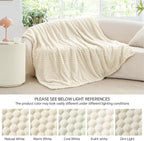 BEDELITE Fleece Blanket Twin for Bed Couch, 3D Jacquard Decorative Cream Throw - Image 6