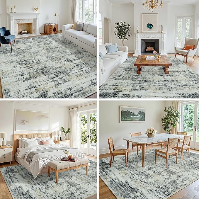 6x9 Area Rugs for Living Room Washable Rug: Anti-Skid Abstract Modern Living - Image 3