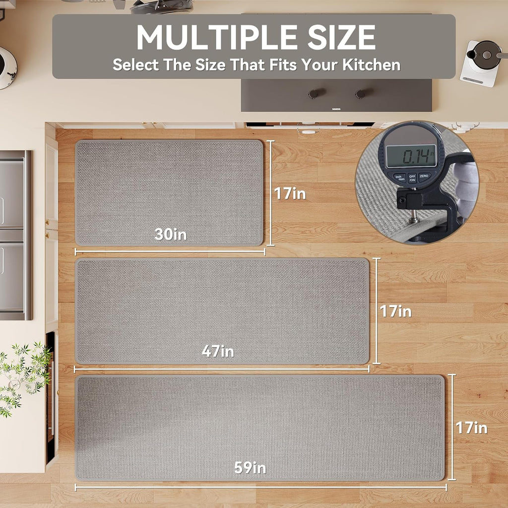 YDKGL Kitchen Rugs Kitchen Mats for Floor Non Slip Washable Gray 17"x30"