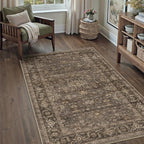 4x5 Washable Area Rug for Living Room Bedroom Vintage Brown Soft Low Pile - Image 3
