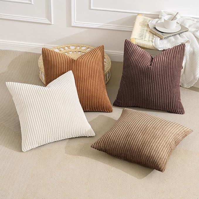 MIULEE Boho Farmhouse Throw Pillow Covers 18x18 Inch Set of 4 Rustic Mordern - Image 4