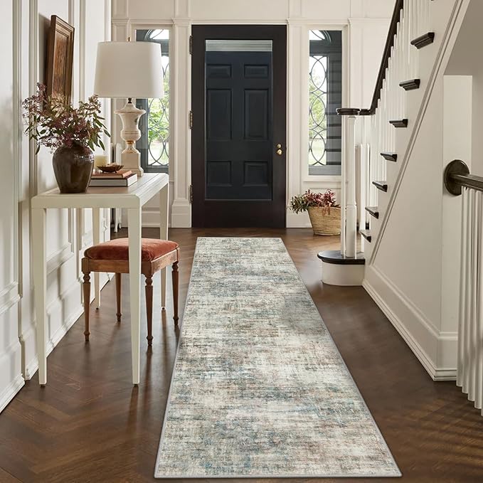 2'6''x8' Runner Rugs Washable Rug: Modern Abstract Hallway Runner Rug Indoor - Image 4