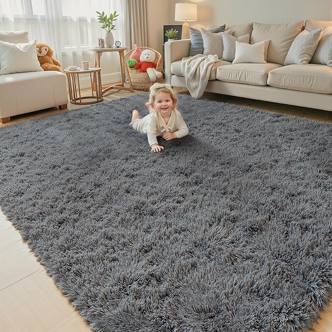 Area Rugs 9x12 Living Room, Large Area Rug Shag Shaggy Carpet Soft Plush Furry - Image 2