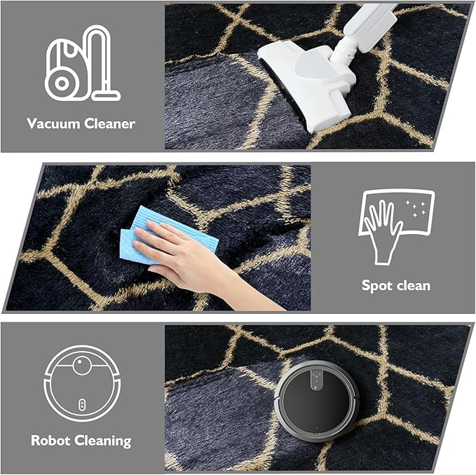 6x9 Fluffy Area Rugs for Living Room, Shag Area Rug for Bedroom, Geometric Soft - Image 4