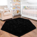 4x4.6 Feet Black Hexagon Rugs for Bedroom, Ultra Soft Fluffy Hexagon Area Rug - Image 7