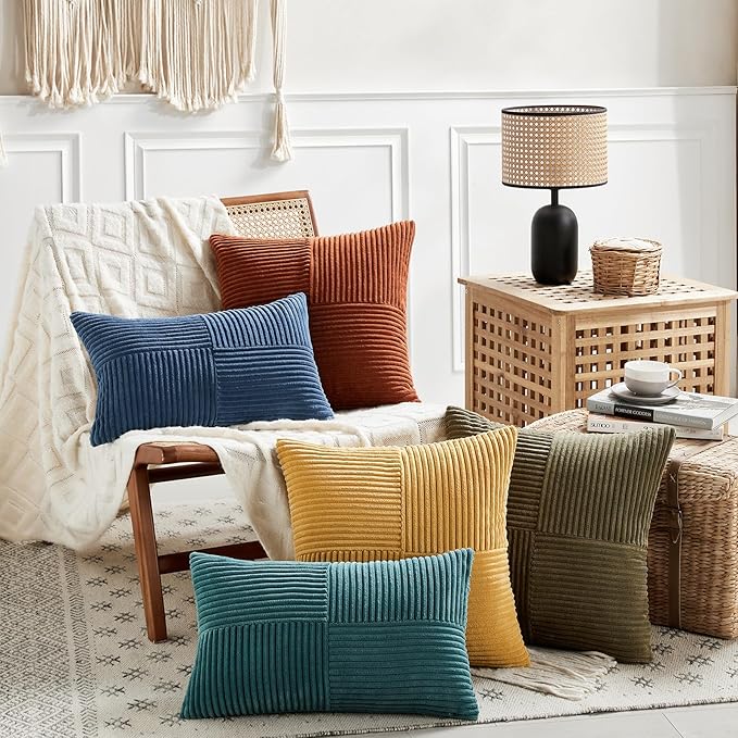 Fancy Homi 2 Packs Teal Decorative Throw Pillow Covers 22x22 Inch - Image 6