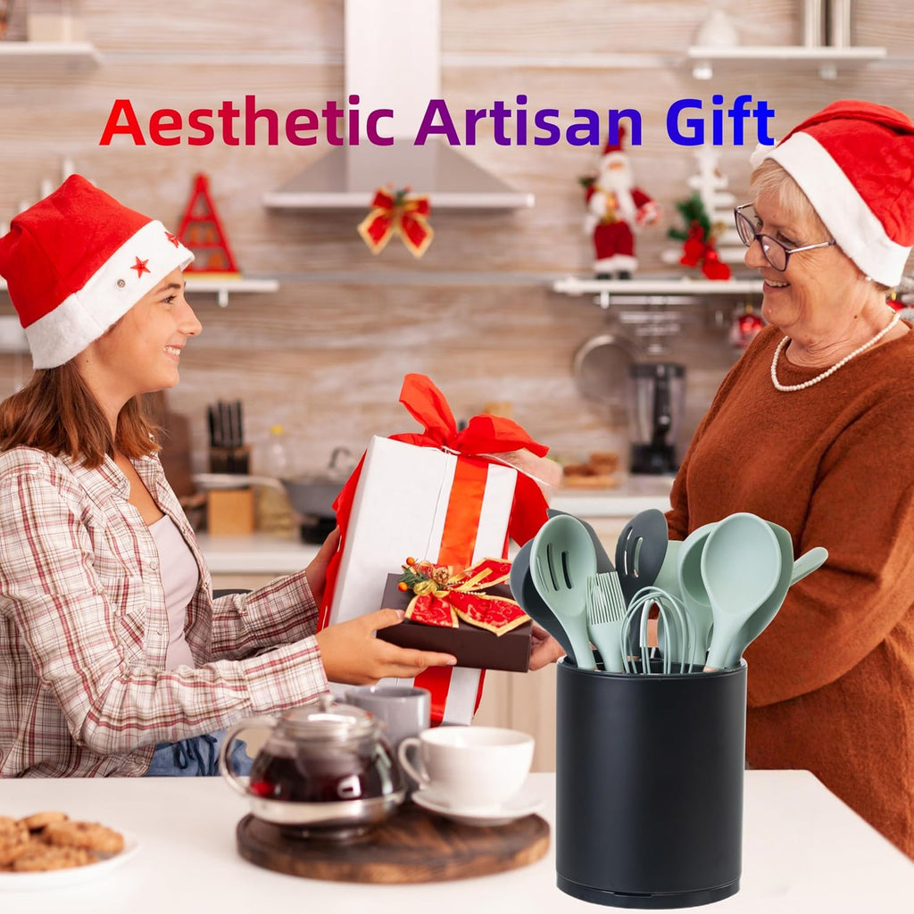 LIBODOUR Kitchen Utensil Holder,Extra Large 360°Rotating For Countertop