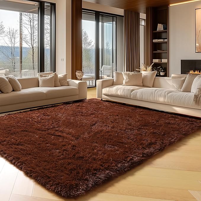 ONASAR Brown Rugs for Living Room Bedroom, 5x8 Fluffy Bedside Area Rug by ONASAR