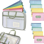 8 Mesh Zipper Pouches + 1 File Organizer Bag,9‑Pc Document Organizer Set