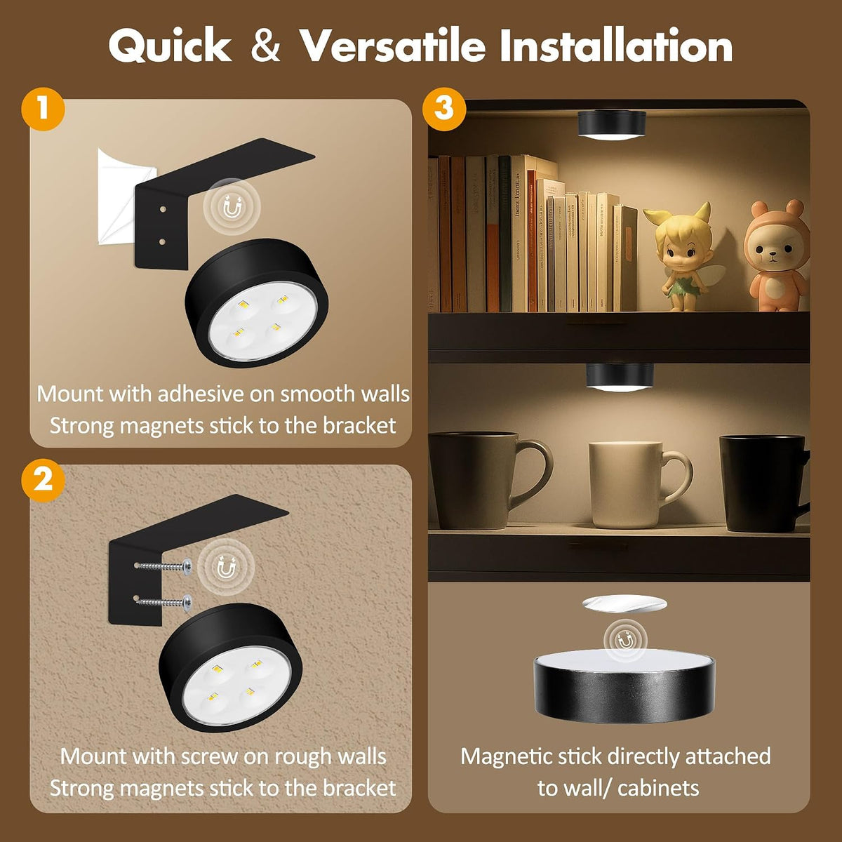 Picture Lights for Wall, Wireless Poster Lights Battery Operated, Black