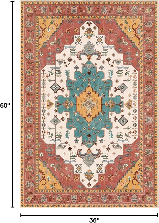 SERISSA Area Rug 3x5 Boho Orange Rugs - Image 2