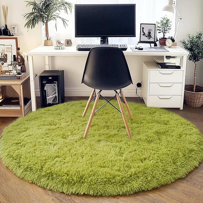 6‘x6’ Grass Green Round Rug for Bedroom, Ultra Soft Fluffy Circle Rug for Kids - Image 8