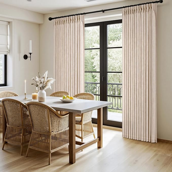 MIULEE Pinch Pleated Thick Linen Curtains 102 Inches Long 2 Panels - Image 3