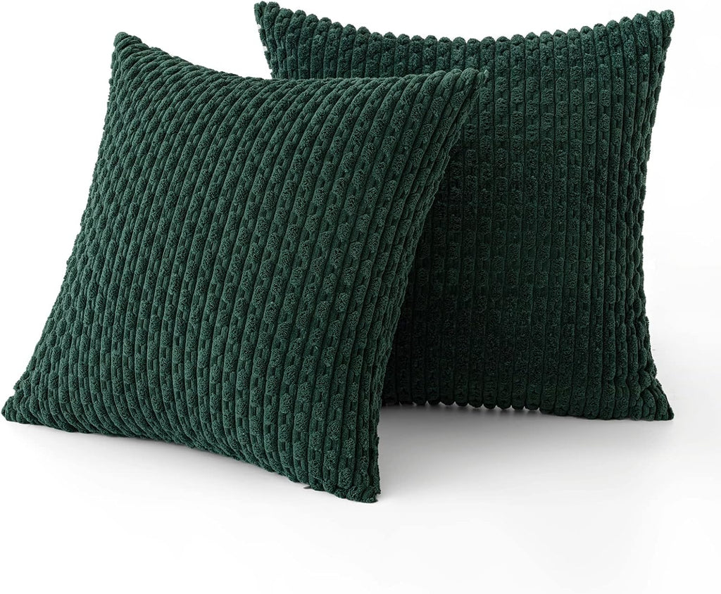 MIULEE Christmas Decorative Throw Pillow Covers 18x18 Dark Green Textured