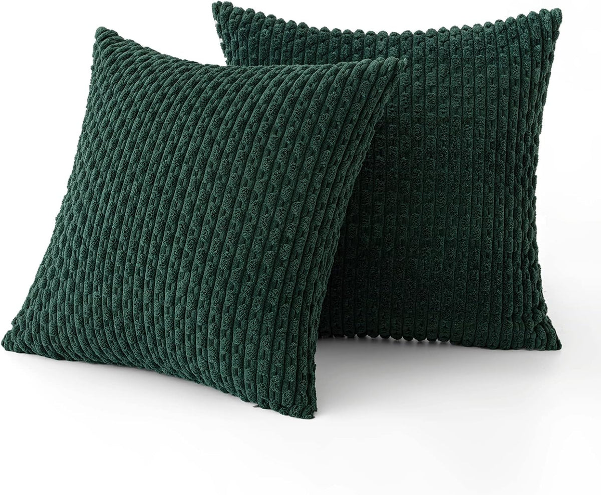 MIULEE Christmas Decorative Throw Pillow Covers 18x18 Dark Green Textured