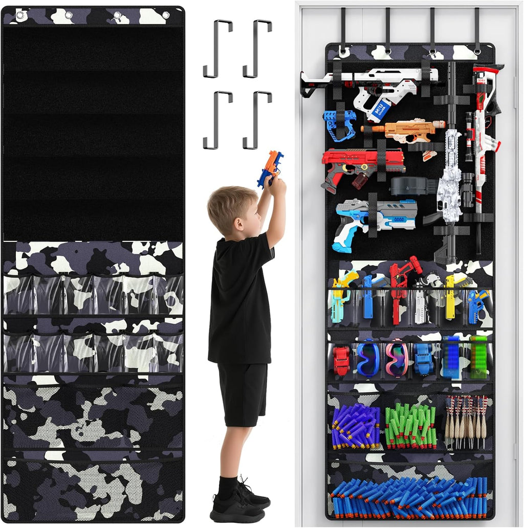 Mefirt Over the Door Storage for Nerf Guns, Hanging Toy Blasters Organizer