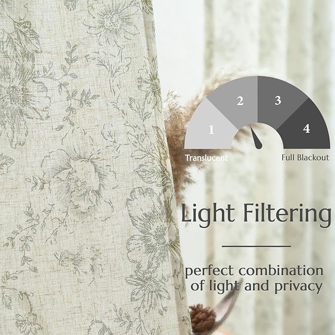 jinchan Linen Blend Floral Curtains - Image 4