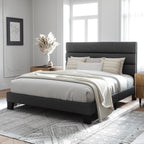 Allewie Queen Size Platform Bed Frame with Fabric Upholstered Headboard